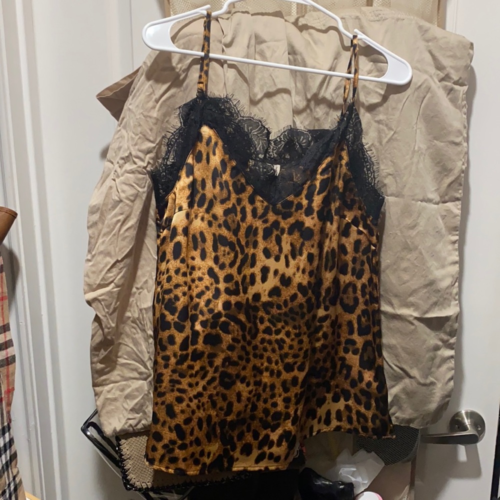 Promesa Large Lace Trimmed Leopard Cami Top